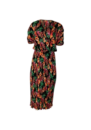 Diane Von Furstenberg Vintage plissé floral-print midi dress - Black
