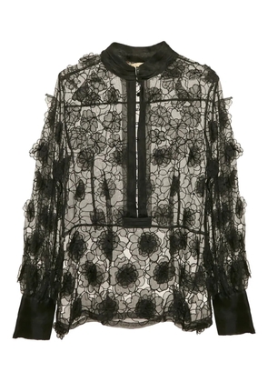 Just Cavalli Vintage pre-owned floral-appliqué blouse - Black