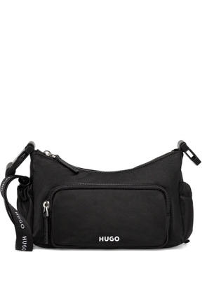 HUGO embossed-logo shoulder bag - Black