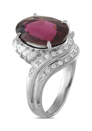 LB Exclusive platinum diamond and garnet cocktail ring - Silver