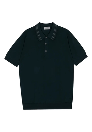 John Smedley ribbed-collar polo shirt - Blue