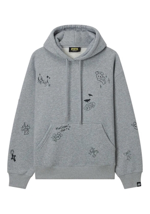 Mini Cream graphic-print drawstring hoodie - Grey