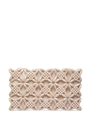 0711 Rhea beaded clutch bag - Neutrals