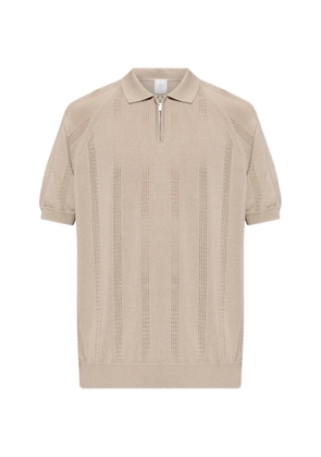 Eleventy zip striped knitted polo shirt - Neutrals