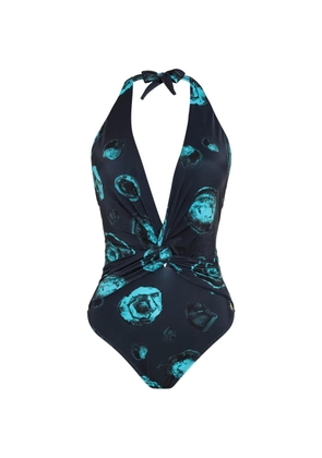 Brigitte Aline V-neck knot swimsuit - Blue