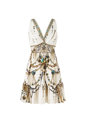 Camilla crystal embellishment mini dress - White