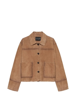 Studio Ar long-sleeve suede-leather jacket - Brown