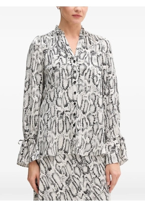 Marc Aurel ruffled snake-print shirt - White