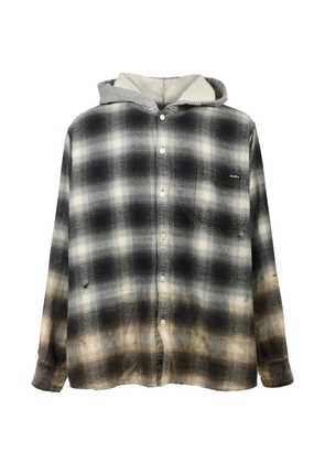 KAMIYA hooded checked shirt - Black