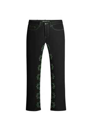 LOSTSHDWS floral-embroidered jeans - Black