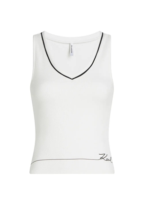 Karl Lagerfeld V-neck signature lounge tank top - White