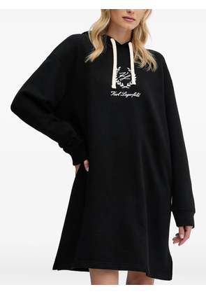 Karl Lagerfeld logo-embroidered hooded midi dress - Black