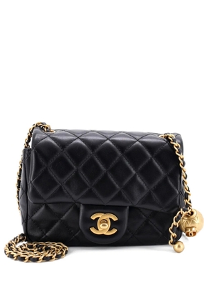 CHANEL Pre-Owned Pearl Crush Square Flap Bag Quilted Lambskin Mini crossbody bag - Black
