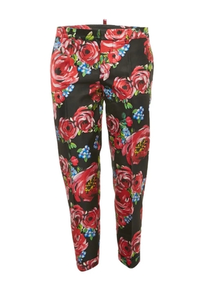 DSQUARED2 floral-print silk trousers - Black