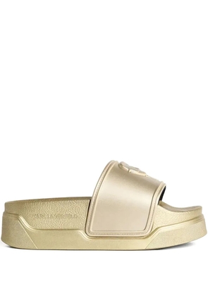 Karl Lagerfeld logo-embossed slides - Gold