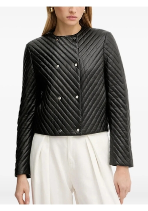 BOSS quilted-chevron cropped jacket - Black
