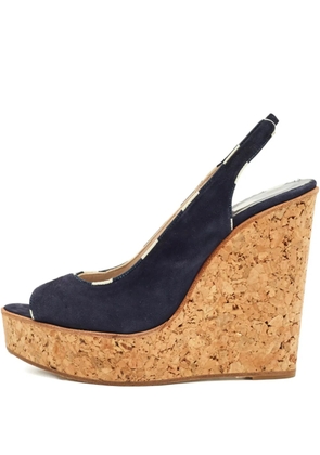 Carolina Herrera Vintage open-toe wedge sandals - Blue