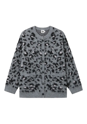 b+ab animal-print front-pockets cardigan - Grey