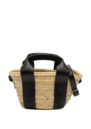 Chloé Pre-Owned 2023 Small Raffia and Smooth Calfskin Sense Basket Tote satchel - Brown