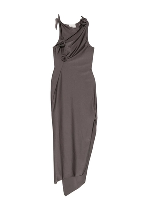 Coperni flower-appliqué midi dress - Grey