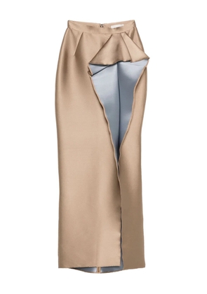 Gemy Maalouf ruffled slit skirt - Neutrals