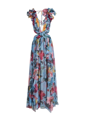 PatBO ruffled floral maxi dress - Blue
