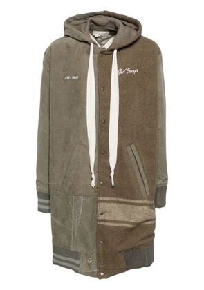 Greg Lauren logo-embroidered patchwork jacket - Brown