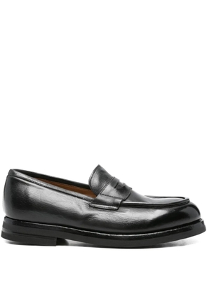 Green George penny leather loafers - Black