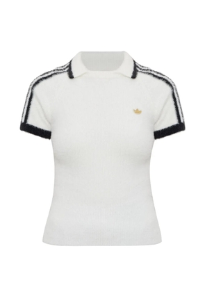 adidas stripe detail polo top - White