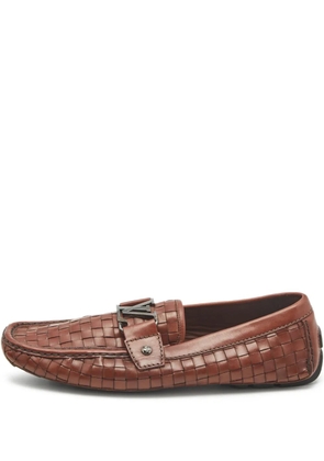 Louis Vuitton Pre-Owned woven leather loafers - Brown