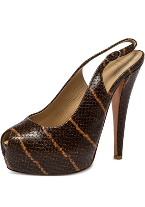 Giuseppe Zanotti Vintage 135mm python-embossed slingback sandals - Brown