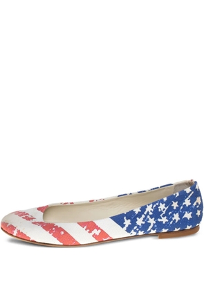 Giuseppe Zanotti Vintage flag-print ballet flats - White