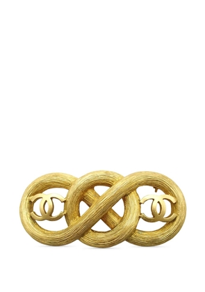 CHANEL Pre-Owned 1995 CC Gold Plated Infinity Brooch costume brooch
