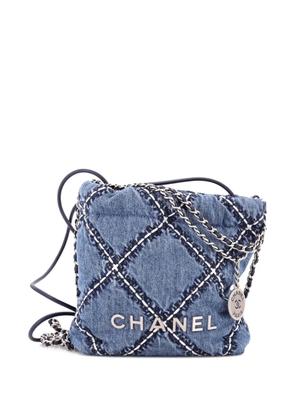 CHANEL Pre-Owned 22 Chain Quilted Stitched Denim Mini hobo bag - Blue