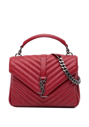 Saint Laurent Pre-Owned 2016 Medium Chevron Sheepskin Monogram College Bag satchel - Red