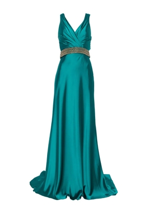 Gemy Maalouf stud-embellished v-neck dress - Green
