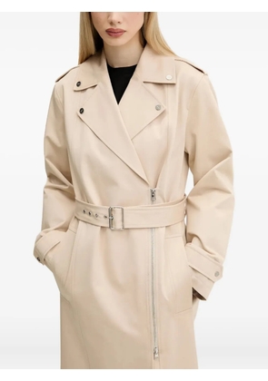 HUGO belted zip-front coat - Neutrals
