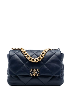 CHANEL Pre-Owned 2021 Large Lambskin 19 Flap satchel - Blue