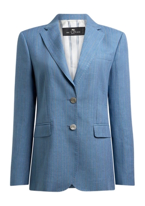 ETRO Pegaso-buttons striped single-breasted blazer - Blue
