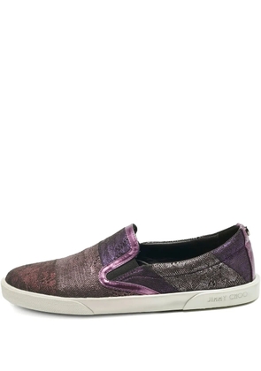 Jimmy Choo Pre-Owned lace-print suede sneakers - Purple