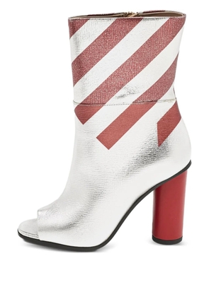 Anya Hindmarch 100mm striped peep-toe ankle boots - Grey
