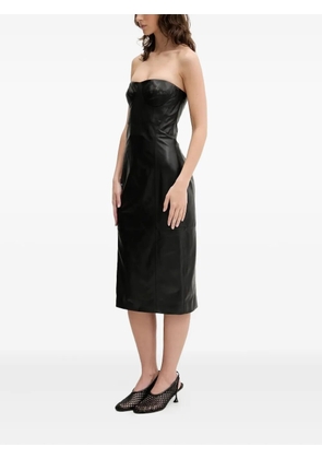 IRO BETTI strapless leather bodice midi dress - Black