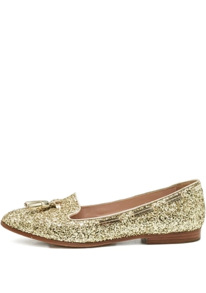 Miu Miu Pre-Owned glitter tassel smoking slippers - Gold