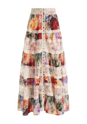 alice + olivia Adira tiered maxi skirt - Neutrals