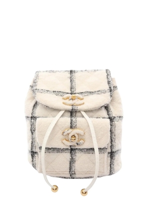 CHANEL Pre-Owned 2021-2026 Large Quilted Wool Duma Drawstring backpack - White