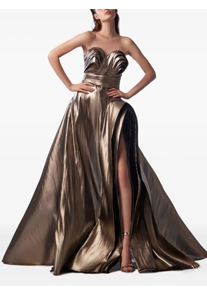 Gaby Charbachy strapless draped gown - Gold