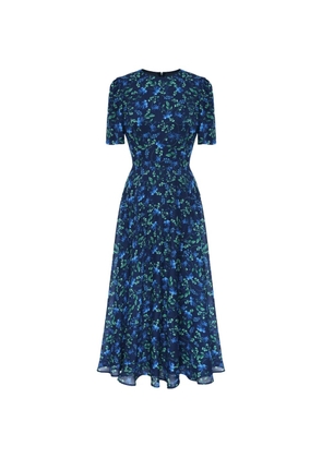 POST MERIDIEM floral-print short-sleeve midi dress - Blue