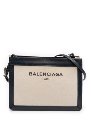 Balenciaga Pre-Owned 2016 Canvas Navy Pochette crossbody bag - Brown