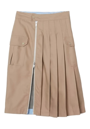 3.1 Phillip Lim zip-pleated cotton midi skirt - Neutrals