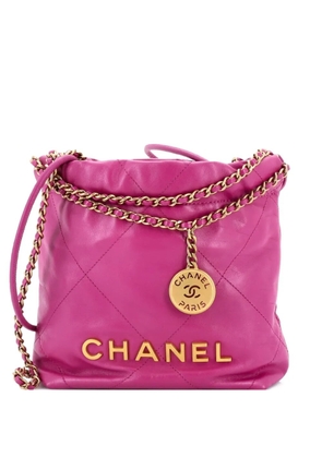 CHANEL Pre-Owned 22 Chain Hobo Quilted Calfskin Mini crossbody bag - Pink